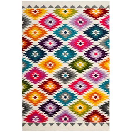 Safavieh 3 x 5 ft. Fiesta Shag Power Loomed Rug; Small Rectangle - Cream & Multi Color FSG374A-3